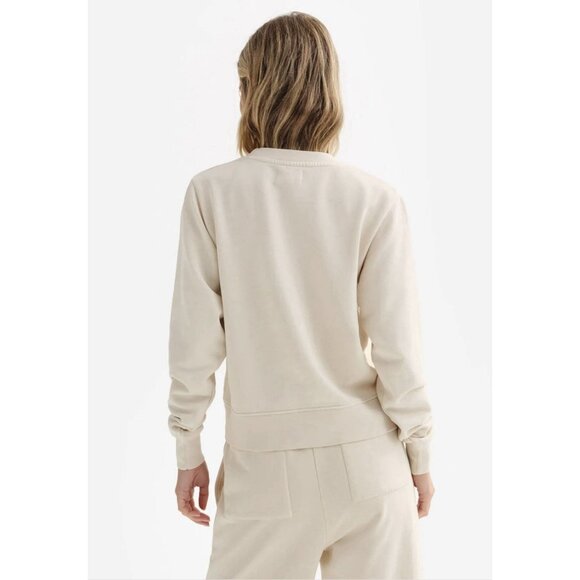 MATE the Label Organic Fleece Shrunken Crew Neck Sweatshirt Bone Large Lounge - Picture 3 of 10